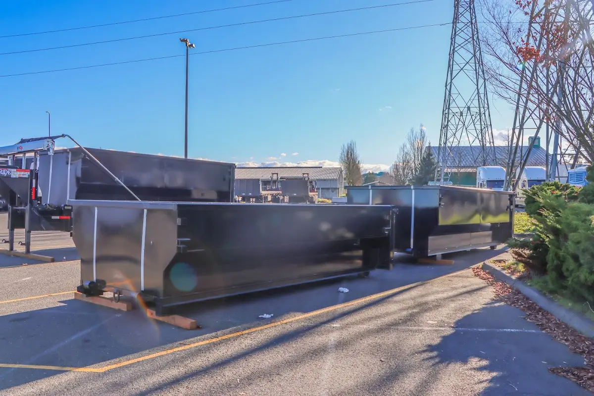 Roll-off dumpster ready for waste disposal at job site for 4 Yard Dumpster Rental in Easton